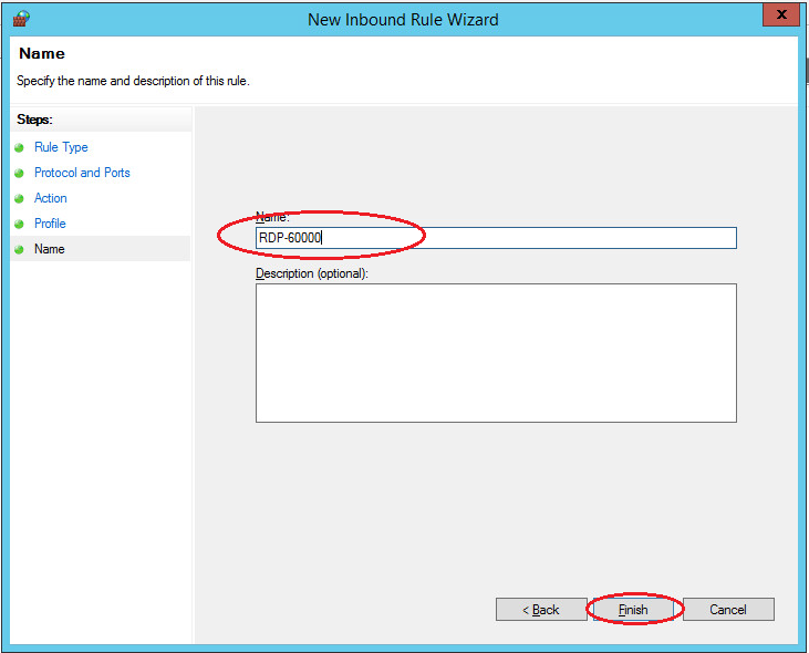 windows server  firewall naming and finish