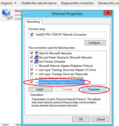 Windows Server network settings