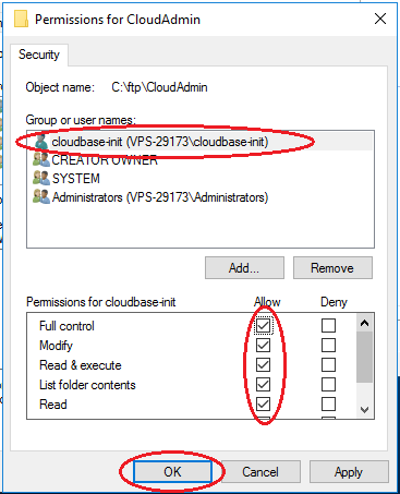 Setup FTP Win2016 -- user isolation security add user rights