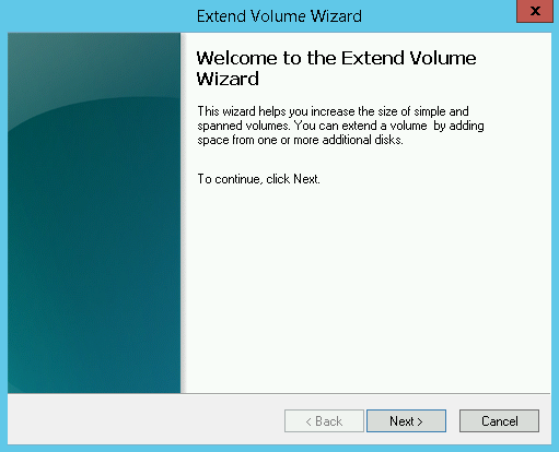 Extend Volume Wizard