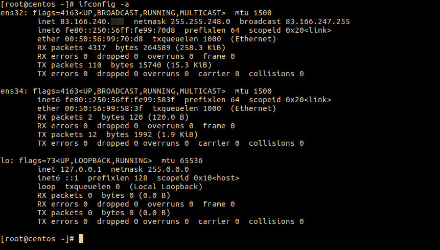 ifconfig listing