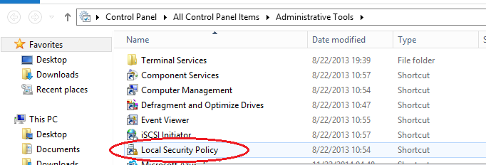 windows Server 2012 local security policy