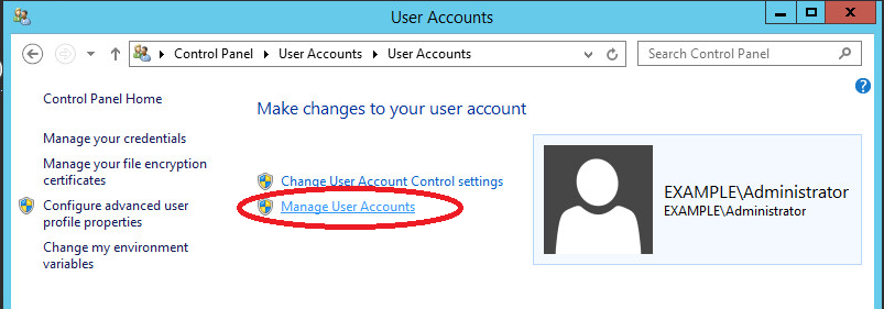 windows Server 2012 manage user accounts