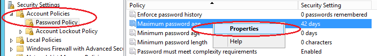 windows Server 2012 passwd age properties