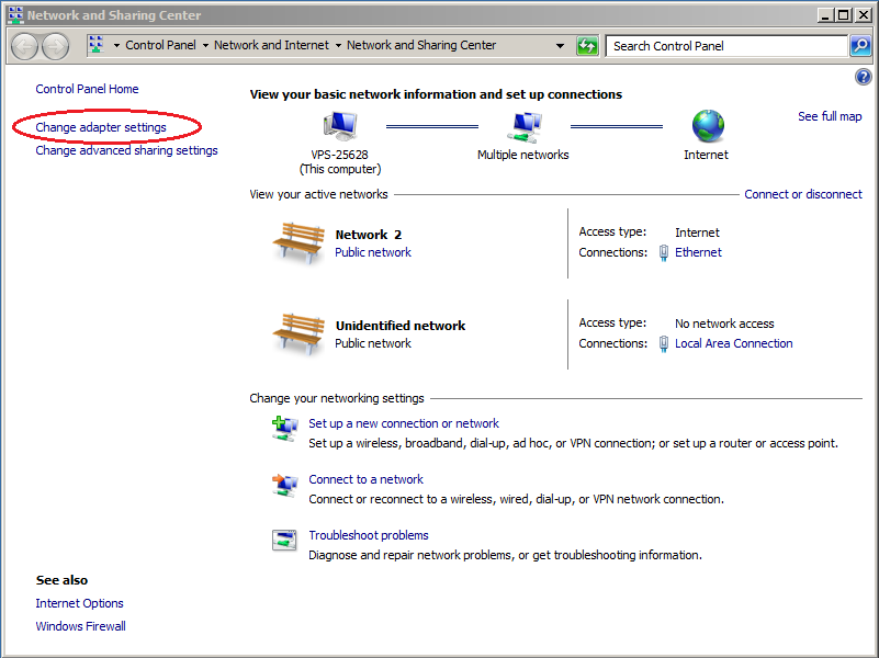 Windows server 2008 change adapter settings