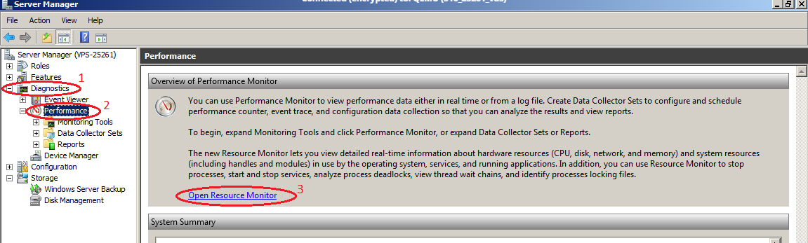 windows server 2008 Open Resourse Monitor