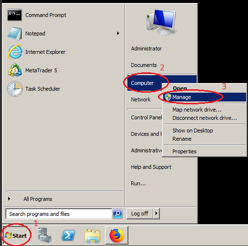 windows server 2008 computer menu