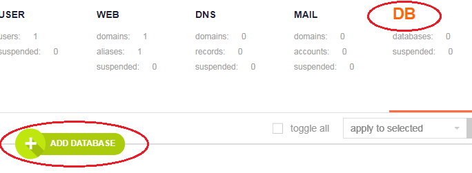 vestacp add database